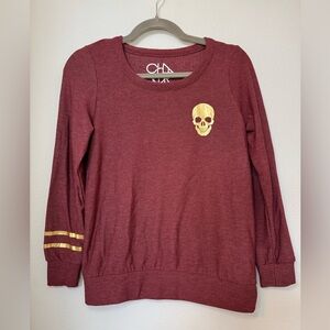 Chaser Maroon Sweatshirt with Gold Skull